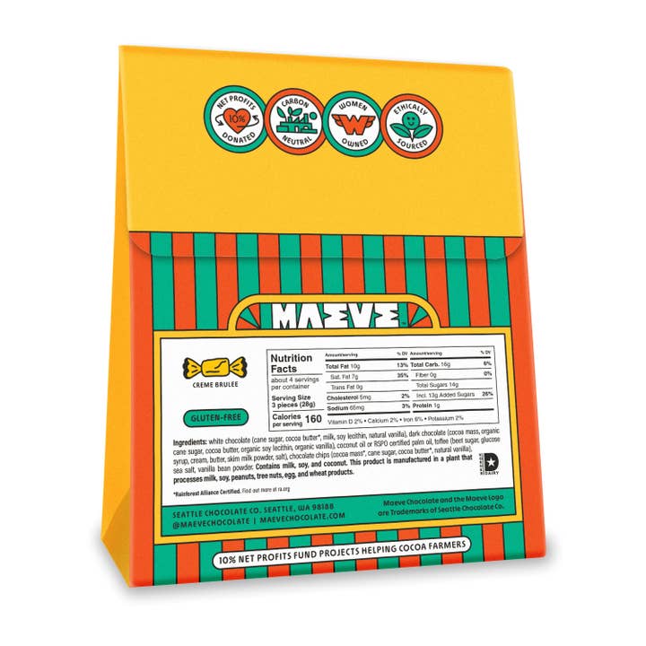 Seattle Chocolate Presents Maeve - Wholesale Chocolate Box - Creme Brulee Crackle Bonbon Box - 4oz