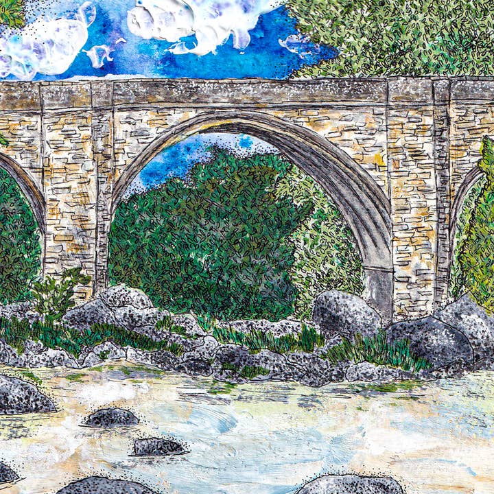 Ponte do Diabo, Cartão de Saudação Kirkby Lonsdale por atacado de Hannah Robinson Illustrations
