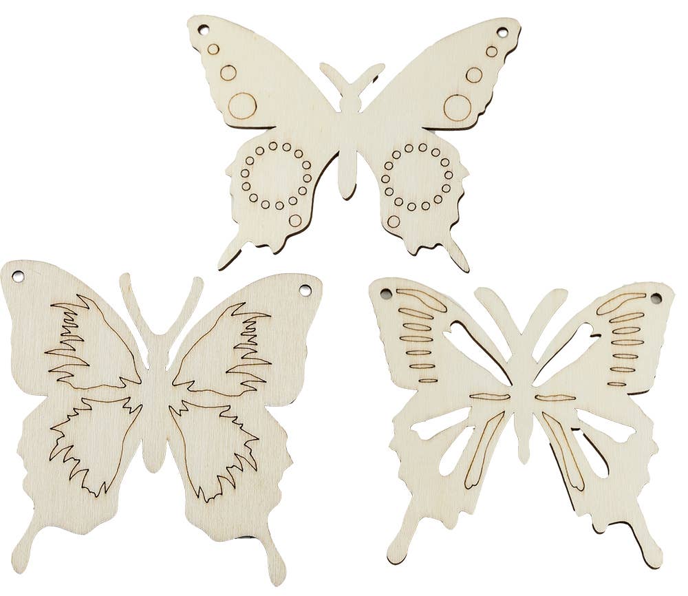 Angels Craft - Wholesale Cutouts - Laser-cut Wood Shapes - Butterfly, 3-ct2