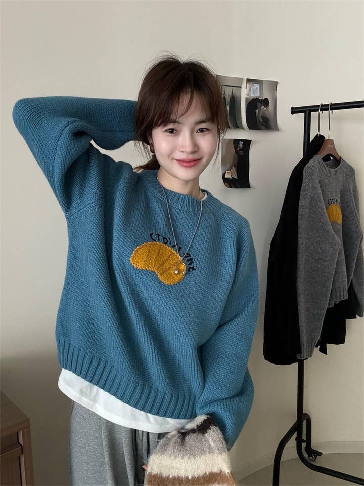 Marayn - Wholesale Knitted jumper – Women′s - Cute Korean Style Cartoon Letter Knit Sweater8