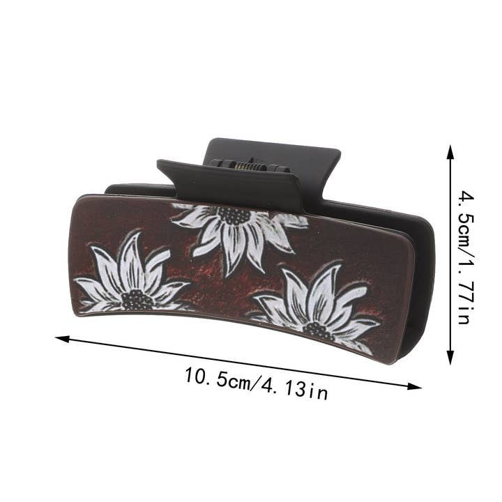 ACCITY - Wholesale Hair Clip - Women's - Sunflower PU Leather Hair Claw, Western Style_CWASC16187