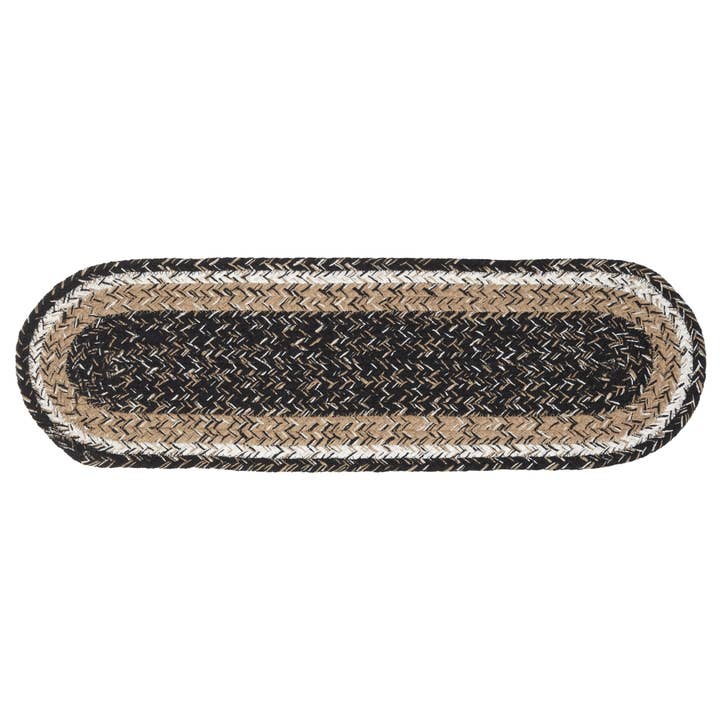 Accent Linen - Wholesale Runner Rug - Braided Stair Treads - Black Haze