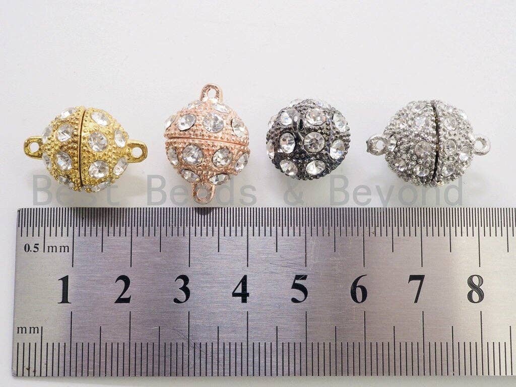 BestBeads&Beyond - Wholesale Clasp - White/Silver/Gold/Rose Gold/Black Rhodium Plated Strong Magnetic Ball Clasp, Clasp Findings,10mm,12mm,14mm,16mm Clasps ,SKU#C623