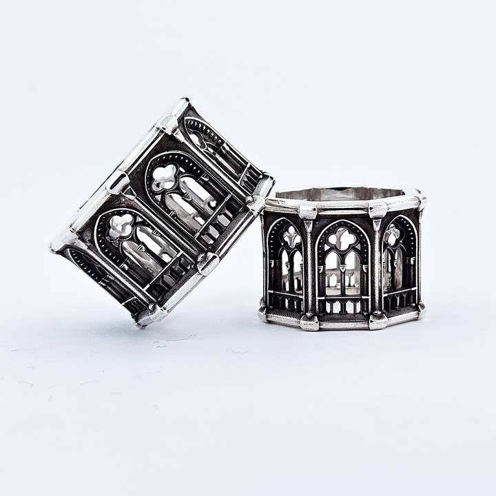 Inchoo bijoux inc - Wholesale Band/Stacked Ring - Holy Gothic Church Bold Wide Ring Band5