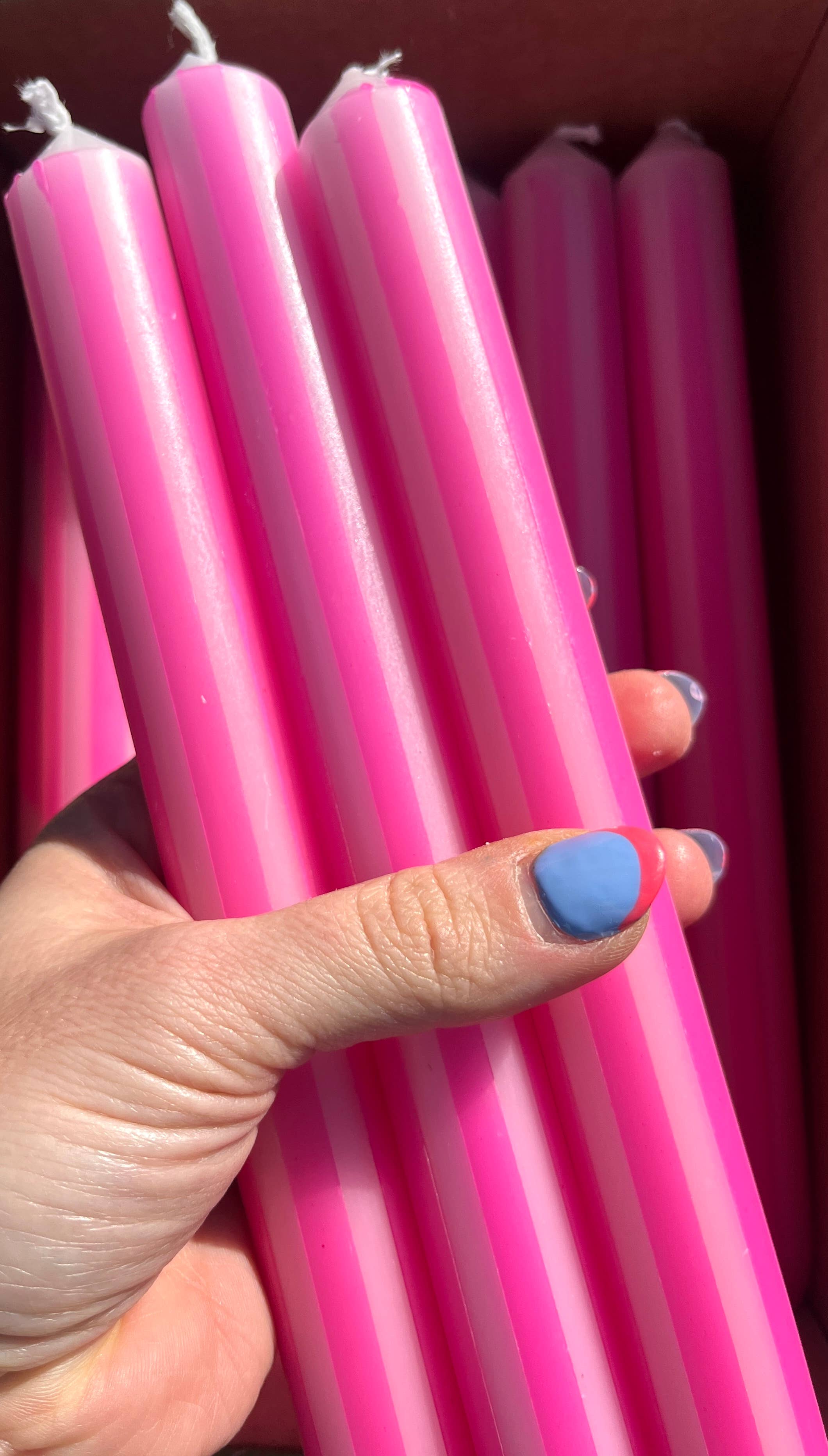 The Colour Emporium - Wholesale Tapered candle/candlestick - Pinstripe Candle individual14