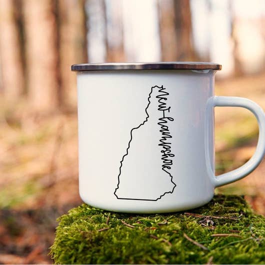 Daisy Mae Designs - Wholesale Coffee Mug - New Hampshire Enamel Mug New Hampshire Coffee Mug