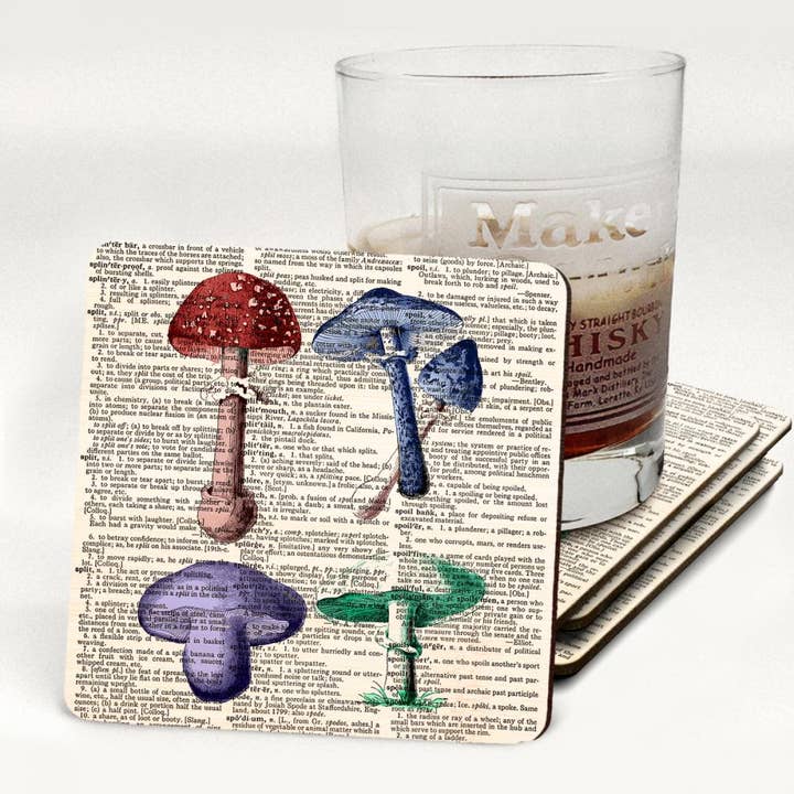 Dessous de verre en MDF Champignons colorés pour la vente par Fresh Prints of CT