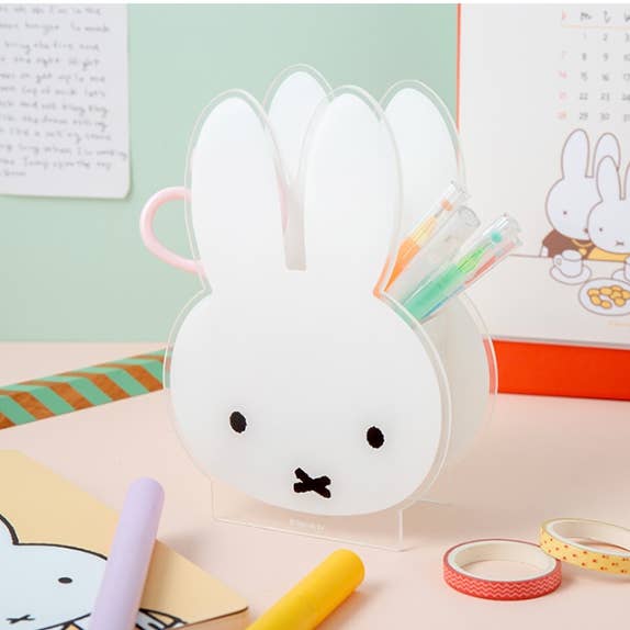 K_Wonderland - Vendita all'ingrosso Portapenne e portamatite - Portapenne in Acrilico Miffy – Organizzatore da Scrivania a Forma di Coniglietto in Piedi
