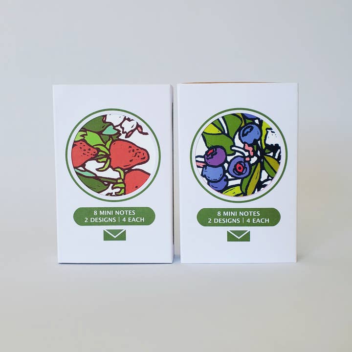 Strawberry & Blueberry Mini Note Card Set of 8 Gift Tags for wholesale by Little Green