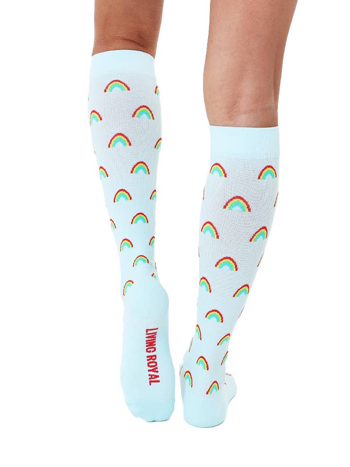 Living Royal - Wholesale Socks - Unisex - Compression Socks (15-20mmHg) - Rainbows - Light Blue