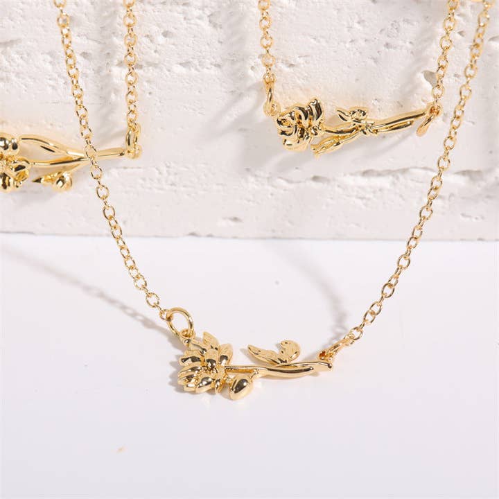 Dainty Birth Flower Necklace for wholesale by Mint & Lily