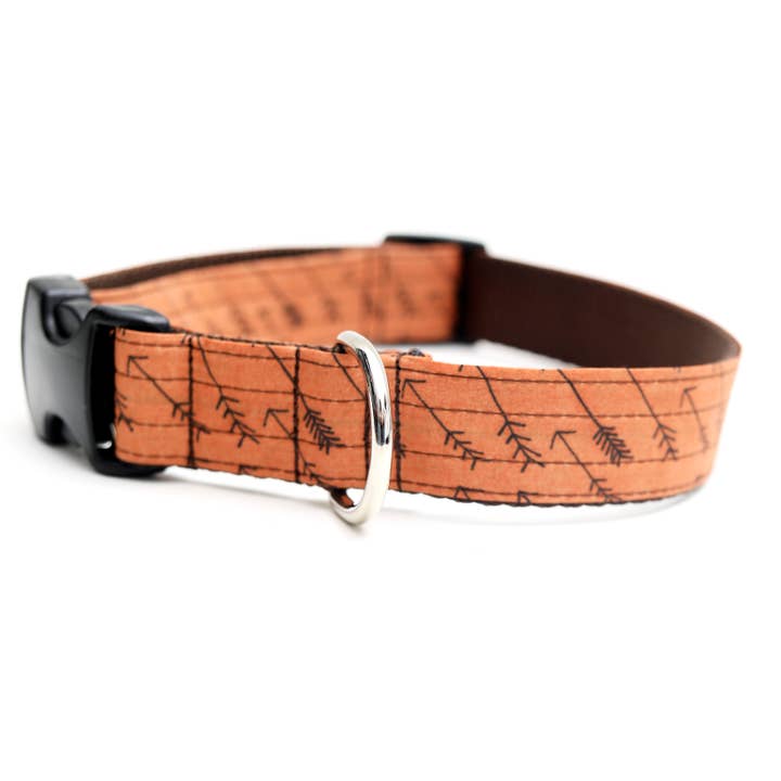 Arrow Orange and Brown Voile Dog Collar for wholesale by Mimi Green