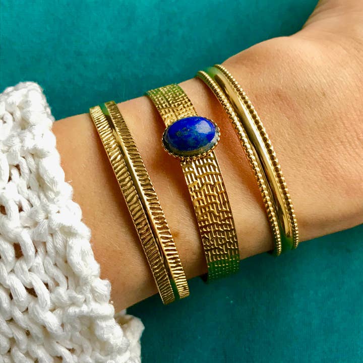 TOURMALYN - Wholesale Cuff Bracelet - “LILIANE” gold steel bracelet - adaptable with Lapis Lazuli6