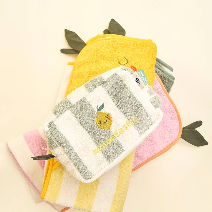 the cotton cloud - Vente Trousse de toilette – unisexe - Trousse de toilette en coton Terry Lola Lemon2