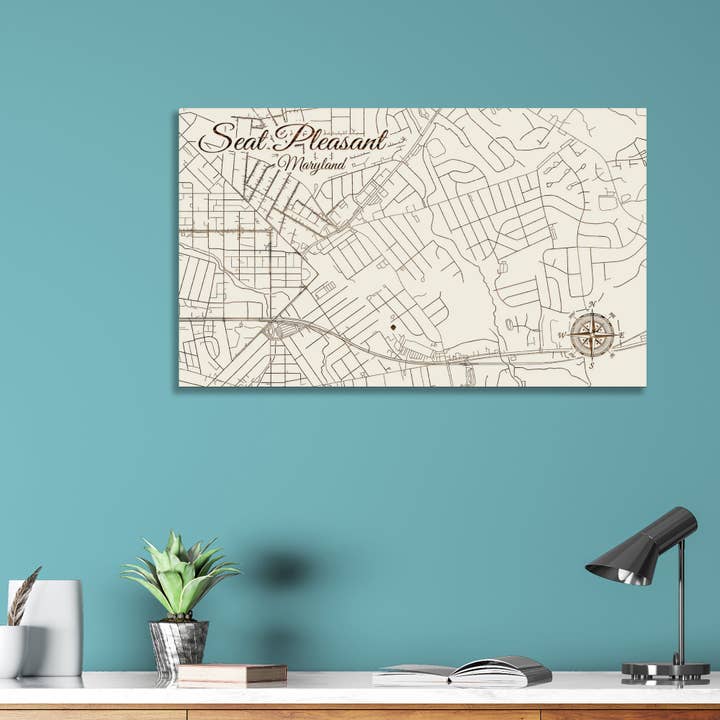 Maryland: Seat Pleasant Street Visa karta för wholesale av Fire & Pine