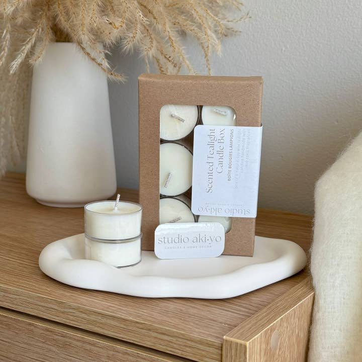 Studio Akiyo - Wholesale Tea Light Candles - Sea Salt + Sage Tealight Soy Candle Box | Mindful Home Gifts