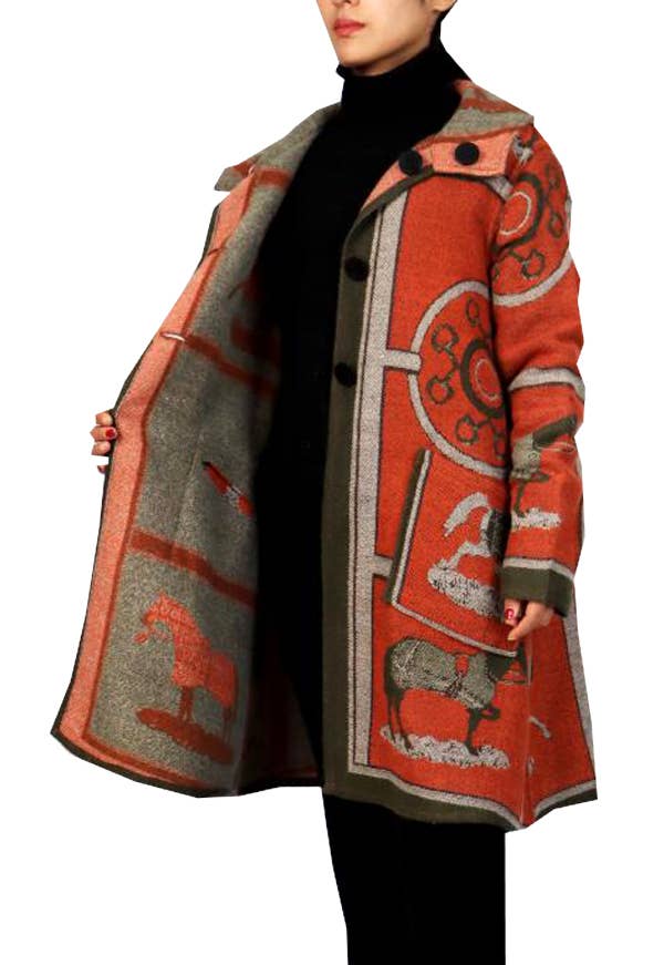 Winding River - Wholesale Coat - Women's - Equestrian Orange Reversible Coat – Gallop Collection