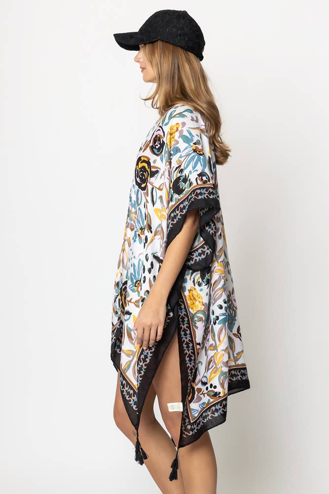 Hana - Wholesale Kimono - Women's - Floral Print Summer Tassel Kimono Cover up4