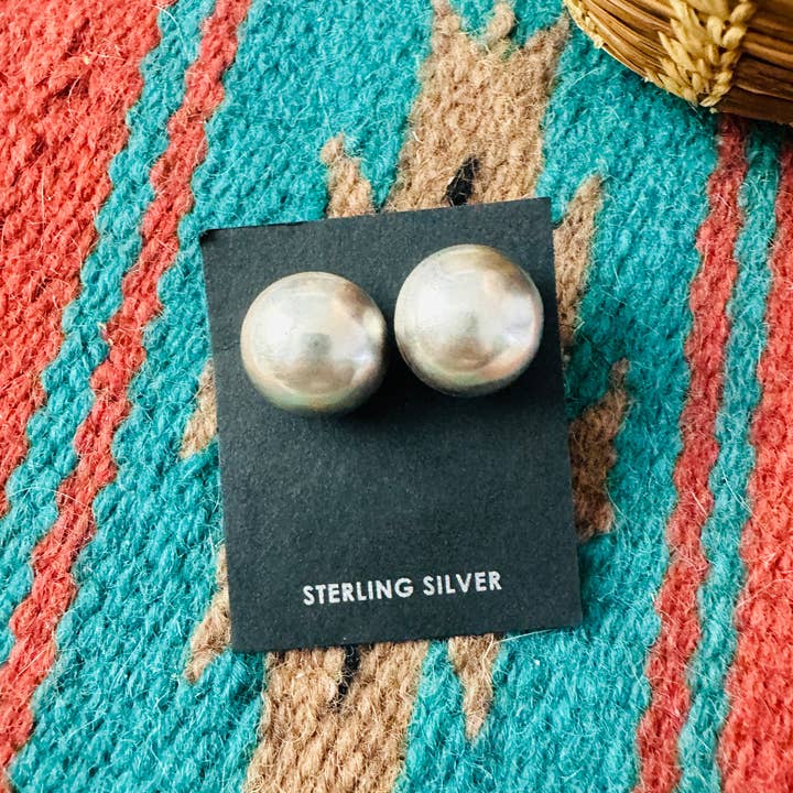 Nizhonitradersllc - Wholesale Stud/post earrings - Navajo 8mm Sterling Silver Ball Stud Earrings0