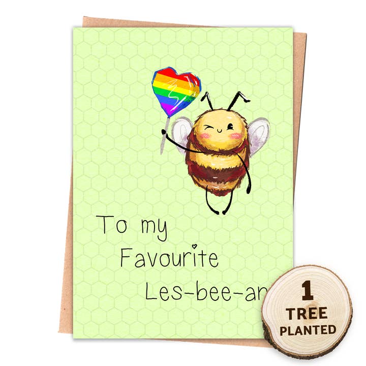 Funny Lesbian LGBT Card. Eco Friendly Seed Gift. Les bee an for wholesale by 1 Tree Cards