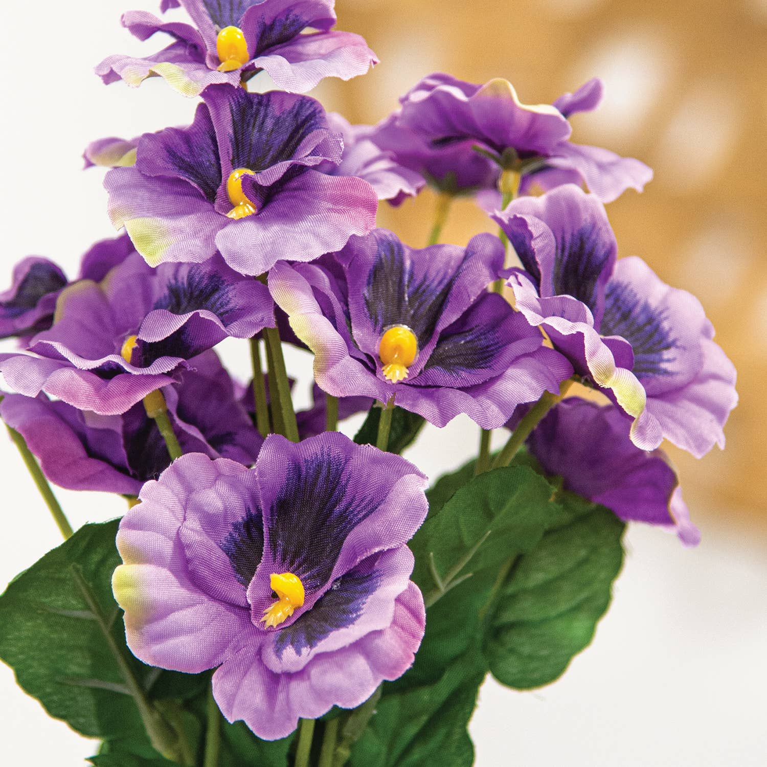 Saybrook Lane - Wholesale Artificial Flowers - Purple Pansy Bush - 12"2