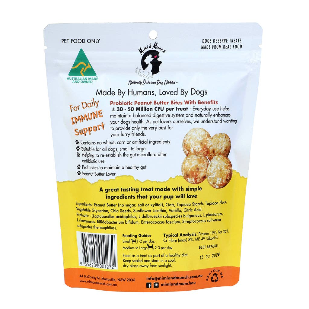 Mimi & Munch - Wholesale Pet Treats - Dog - Mimi & Munch Probiotic Peanut Butter Bites Natural Dog Treats1