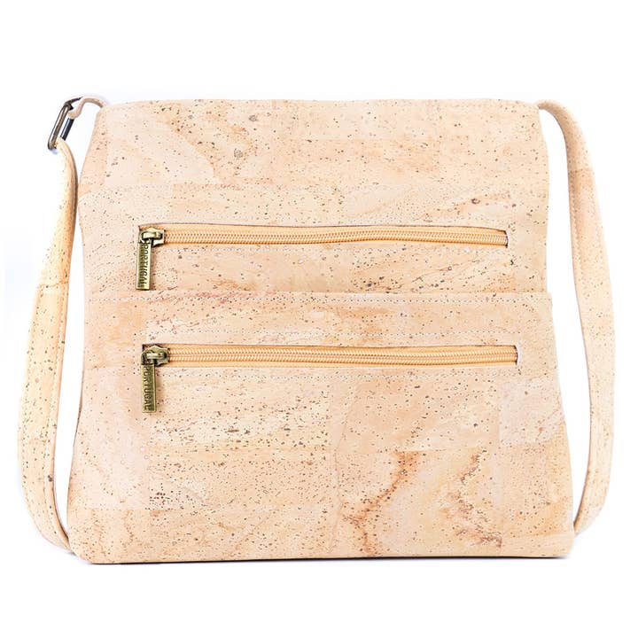 Meninas Bonitas Cork - Wholesale Crossbody Bag - Women's - Natural Cork Zipper handbag crossbody lady bag BAGP-172A