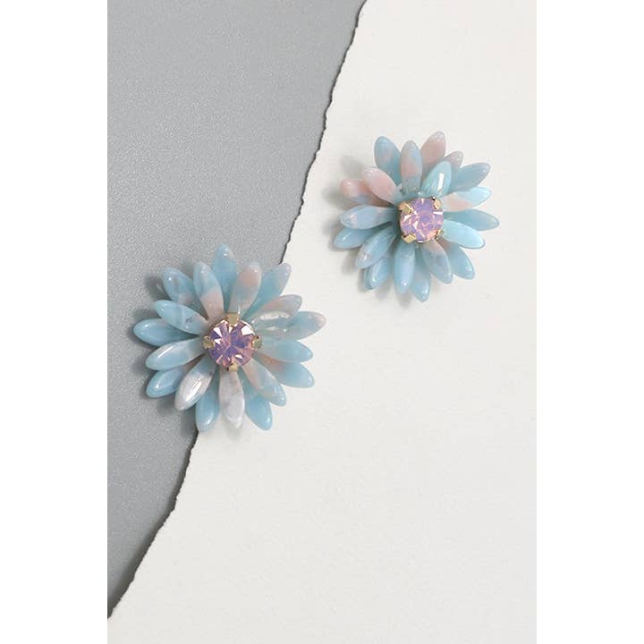 JOSSLYN by wall to wall - Wholesale Stud/Post Earrings - RESIN RHINESTONE DAISY STUD EARRINGS | 80E750