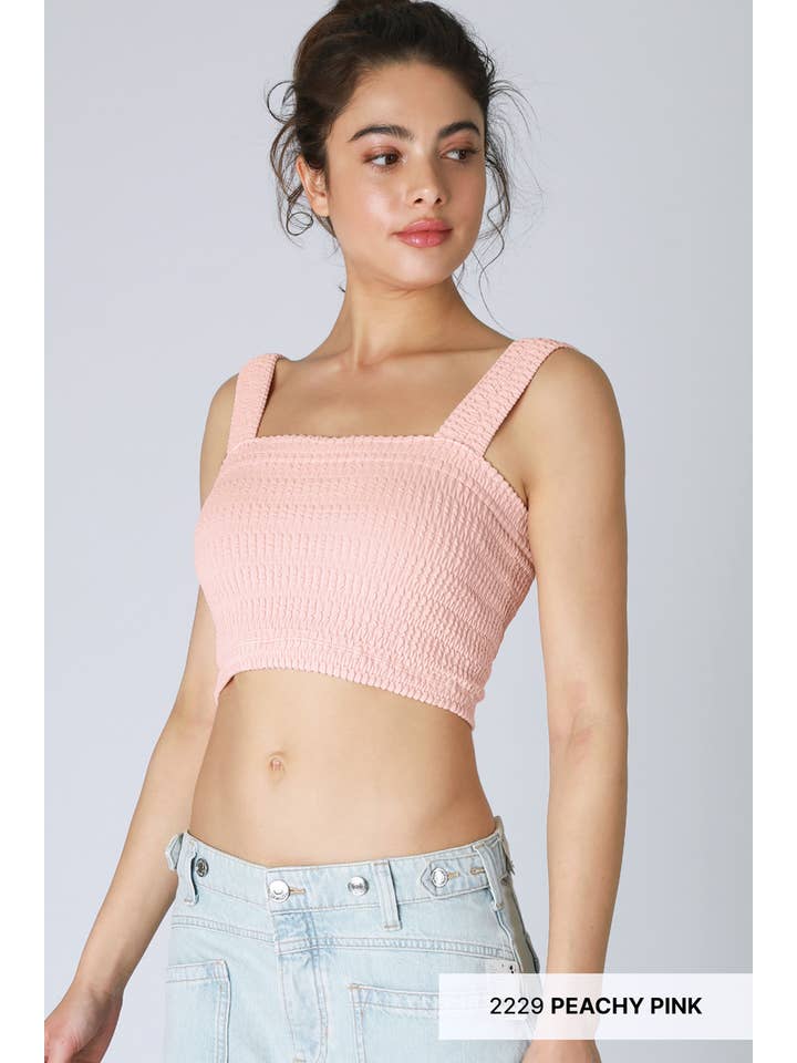 NIKIBIKI - Wholesale Knit Top - Women's - NS8255 - Shirred Square Neck Crop Top