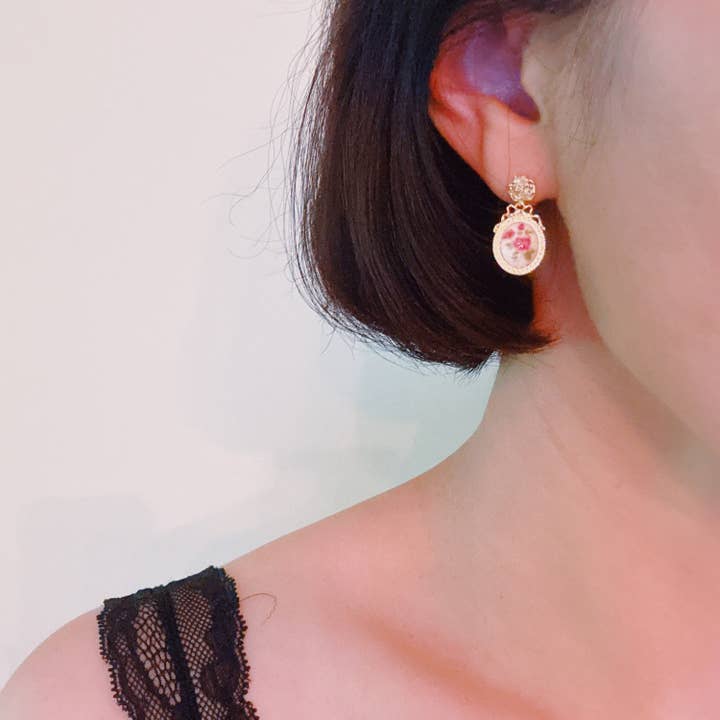 Ellison+Young - Wholesale Dangle Earrings - Victorian Rose Charm Drop Earrings – Vintage-Inspired Detail1