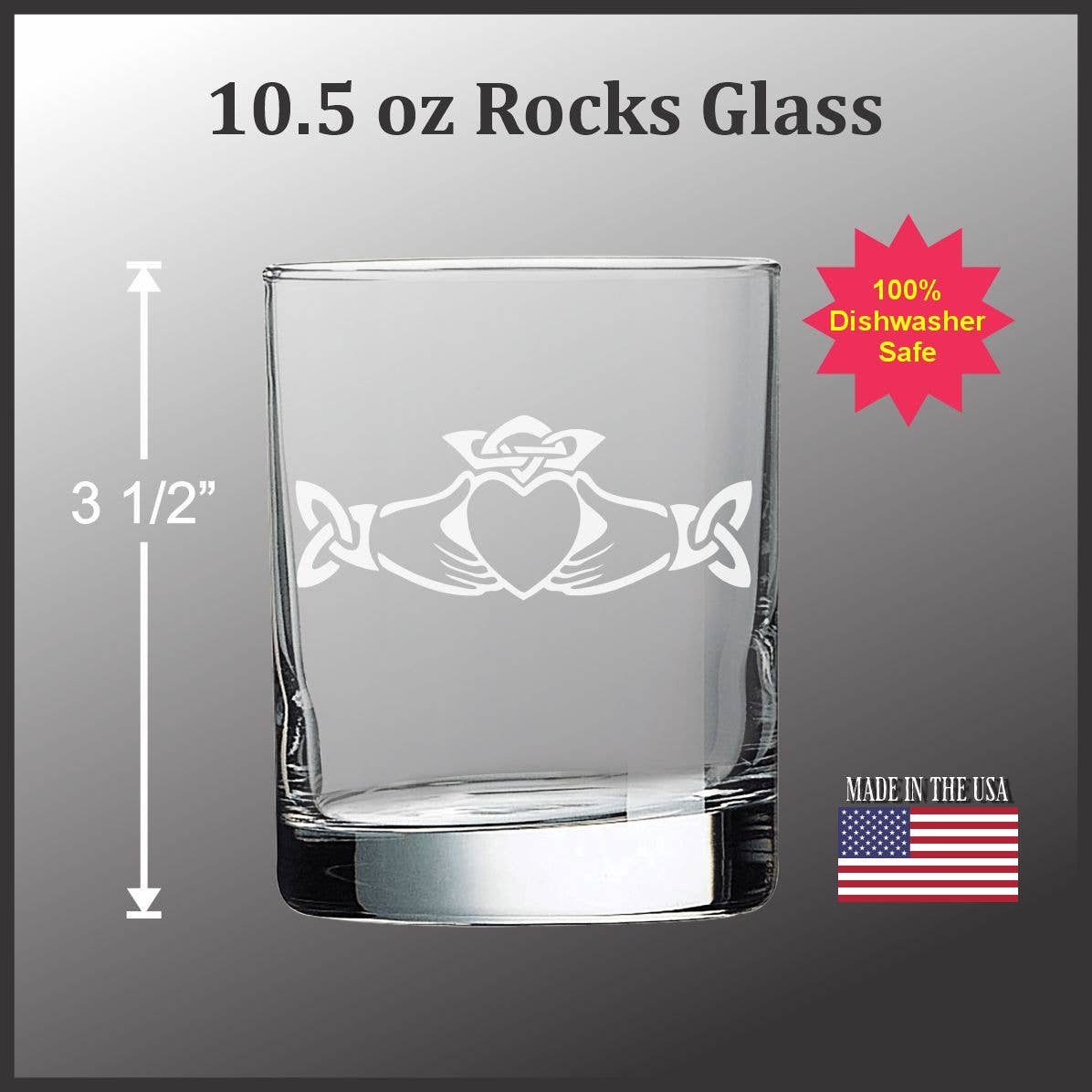 Adirondack Etching LLC - Wholesale Drinking Glass/Cup - Celtic Claddagh  -  Glassware1