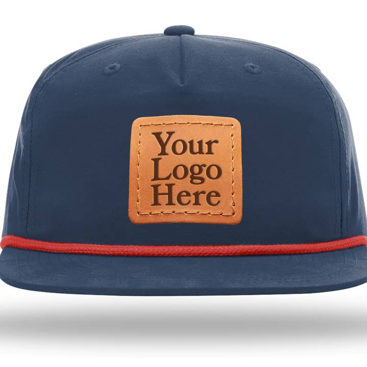 Custom Leather Patch Rope Front Hats - Add your Logo for wholesale by Oowee Products
