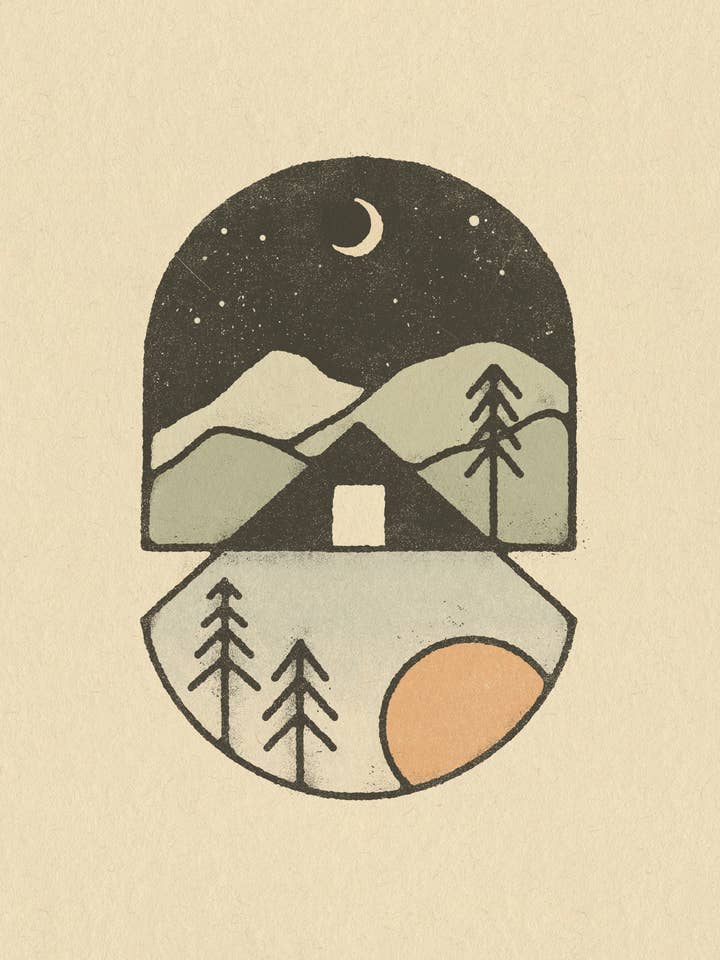 Mountain A-Frame Cabin 8x10 Art Print for wholesale by Amber Morgan