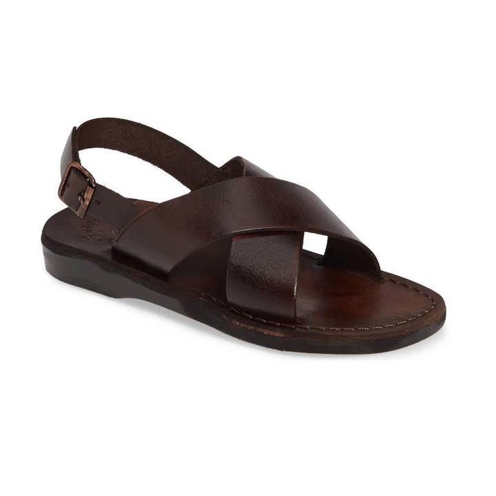 Elan Buckle - Leren sandaal met dikke bandjes | bruin voor wholesale door Jerusalem Sandals