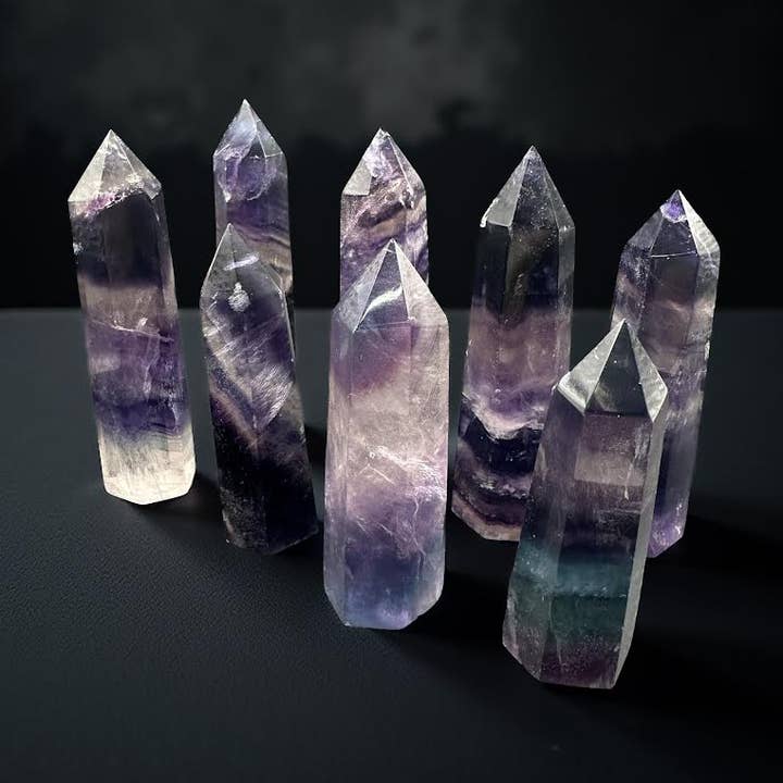 Small Dark Purple Fluorite Towers Lot of 3 ON SALE for wholesale by Crystal Deal