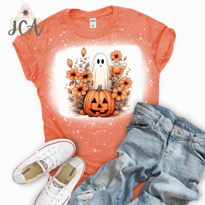 Bleached Floral Ghost Shirt, Floral Ghost Sweatshirt for wholesale by Jocelyn's Comfy Apparel