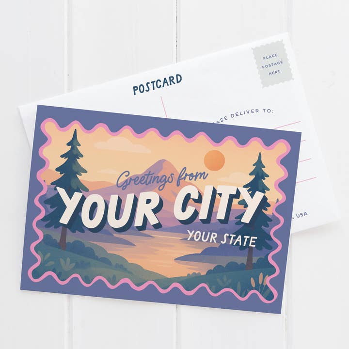 Custom Mountain Scenery Postcard for wholesale by Easyhand Goods – formerly Onderkast