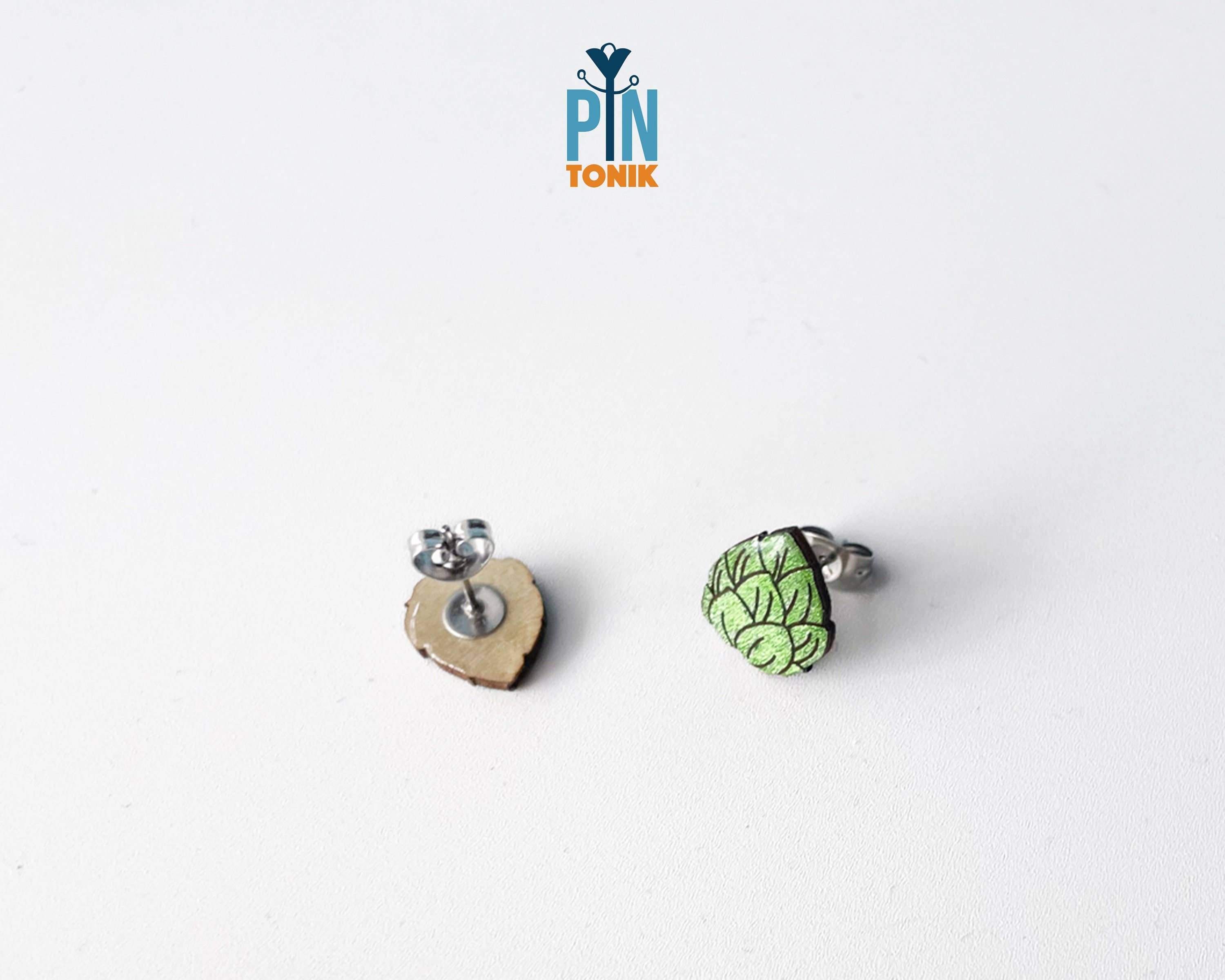 PinTonik - Wholesale Stud/Post Earrings - Funky Beer Hops Earrings for Men - Octoberfest Gifts3