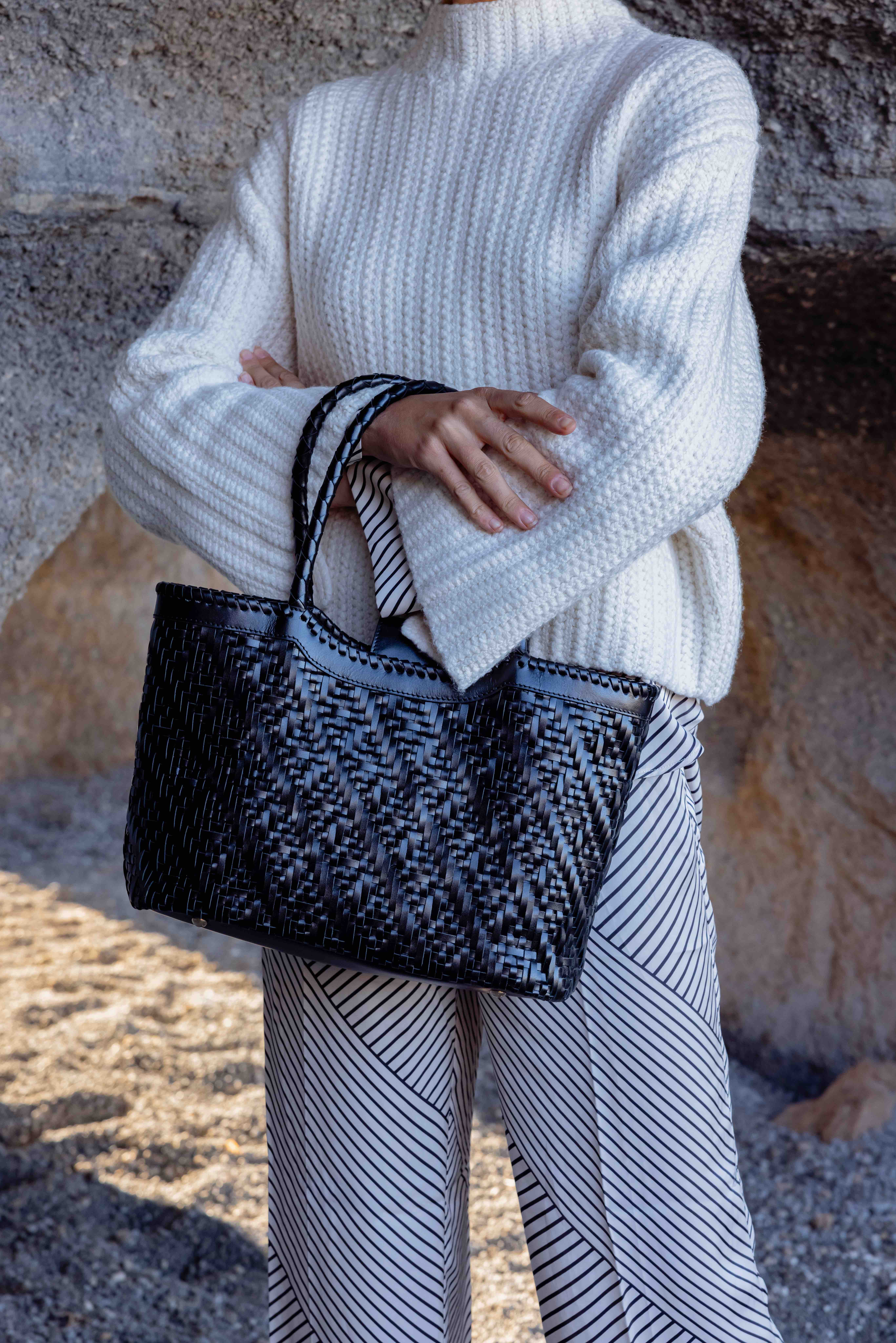 Maradji - Wholesale Tote Bag - Women's - PATTY'S BLACK WOVEN LEATHER TOTE BAG3