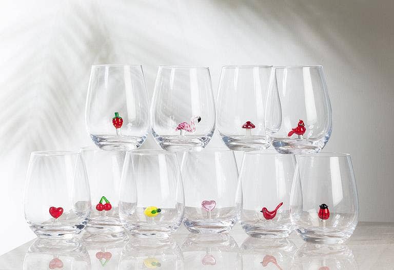 Abbott - Venta al por mayor Copas de vino - Copa de vino sin tallo con icono de flamenco - 11,4 cm (590 ml)2