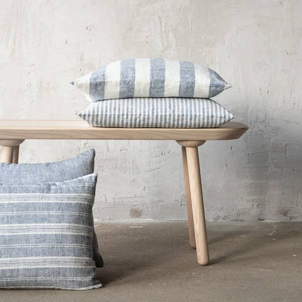 LinenMe - Wholesale Throw Pillow Cover - Linen Cushion Cover Indigo Philippe, Wide stripe Cushion3