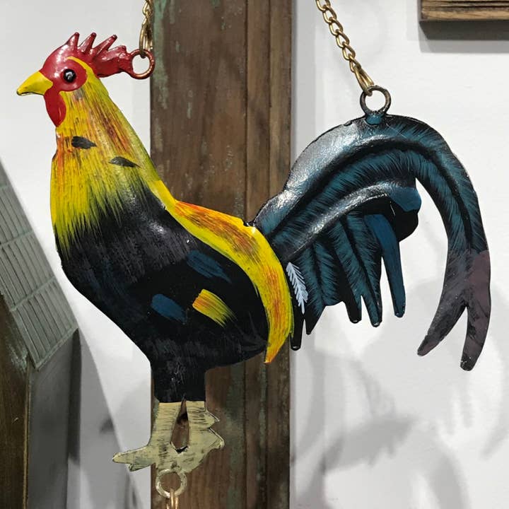 Wilco Home - Wholesale Wind Chime - Rory Rooster Five Tube Fall Wind Chime w/Wind Catcher