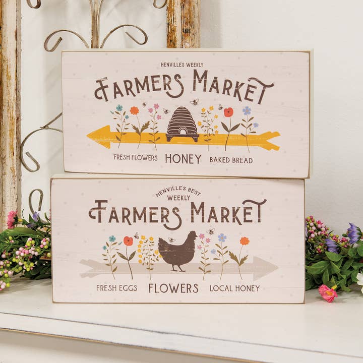 Col House Designs - Wholesale Sign - Farmers Market Rectangle Box Sign - 2 Asstd.1