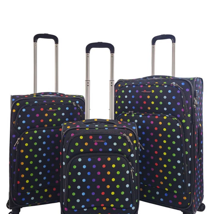 Infinity Leather (Upperclass Fashions Ltd) – wholesale Luggage – Lightweight Print Suitcases 8 Wheel Luggage Travel Soft Bags Set