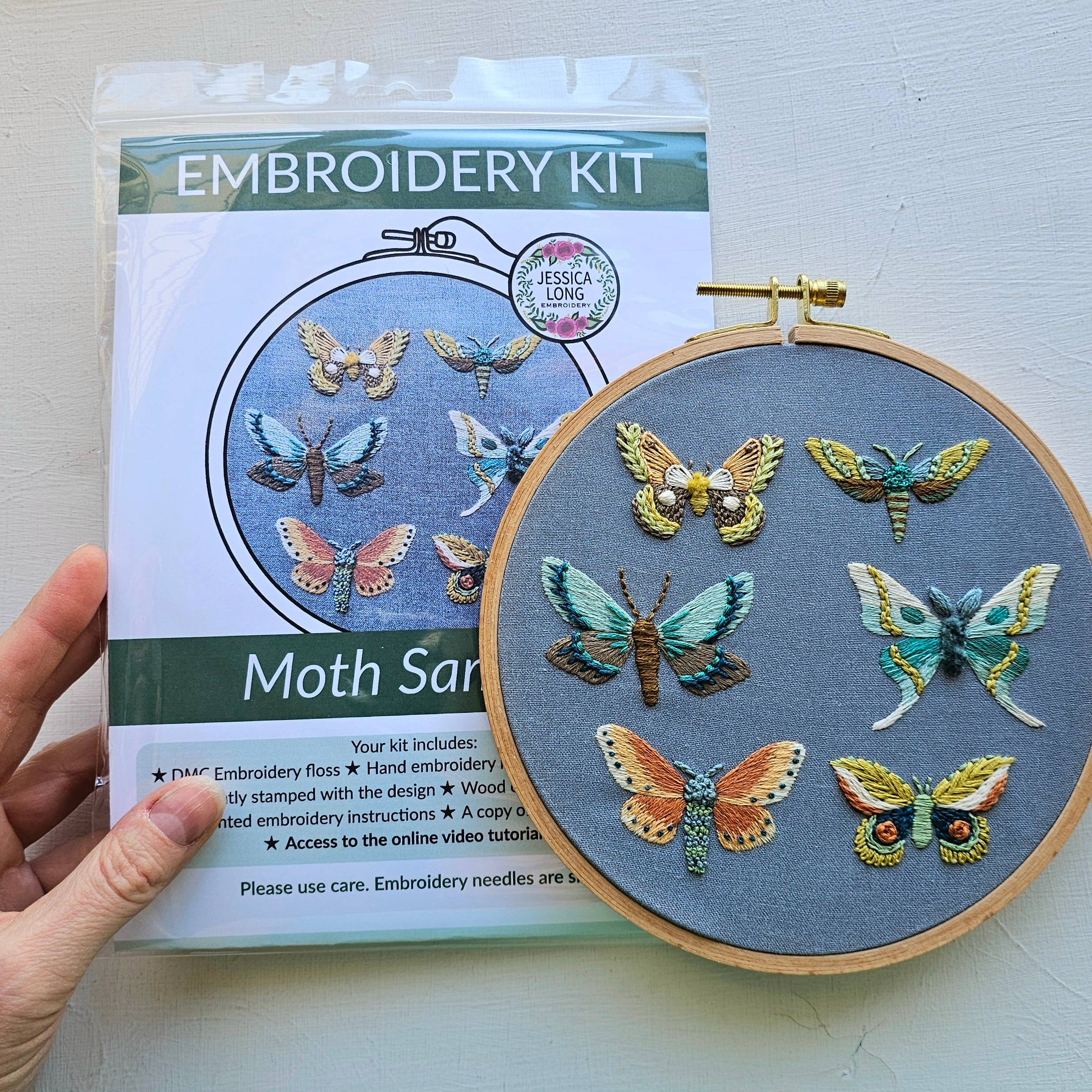 Jessica Long Embroidery - Wholesale Embroidery/Cross Stitch Supplies - Moth Sampler Embroidery Kit4