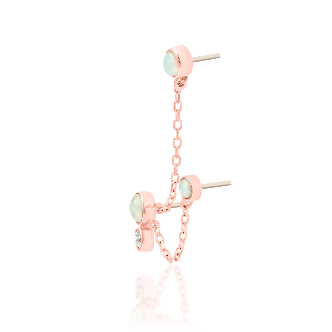 Piercing-zone - Wholesale Single Earring - Mei Chains – 14K Gold, Opal & CZ Threadless End5