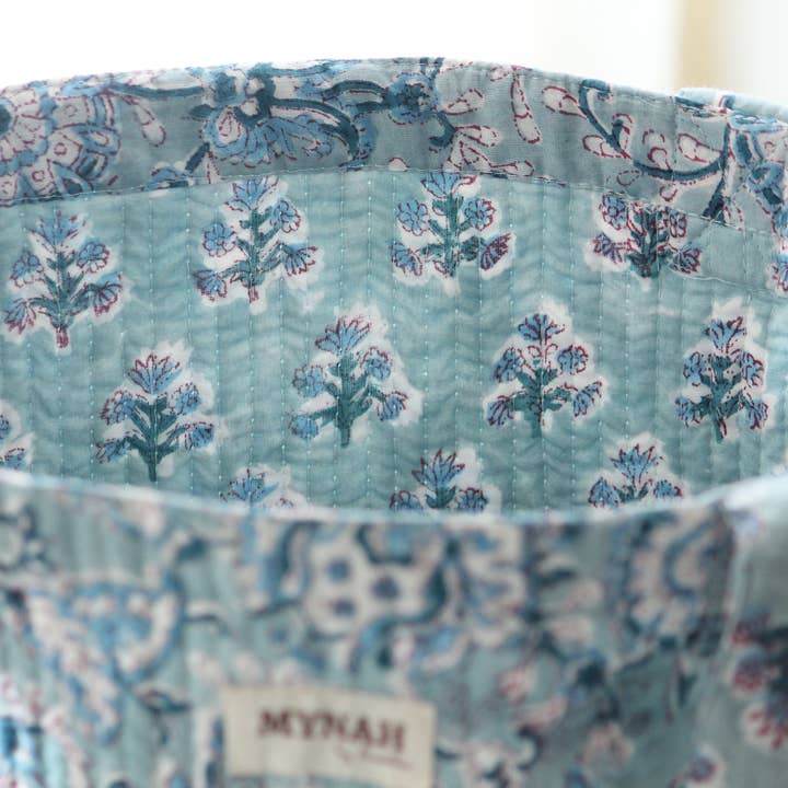 MYNAHbySmitha - Wholesale Tote Bag - Women's - Dusty blu floral print reversible tote bag-Small laptop bag2