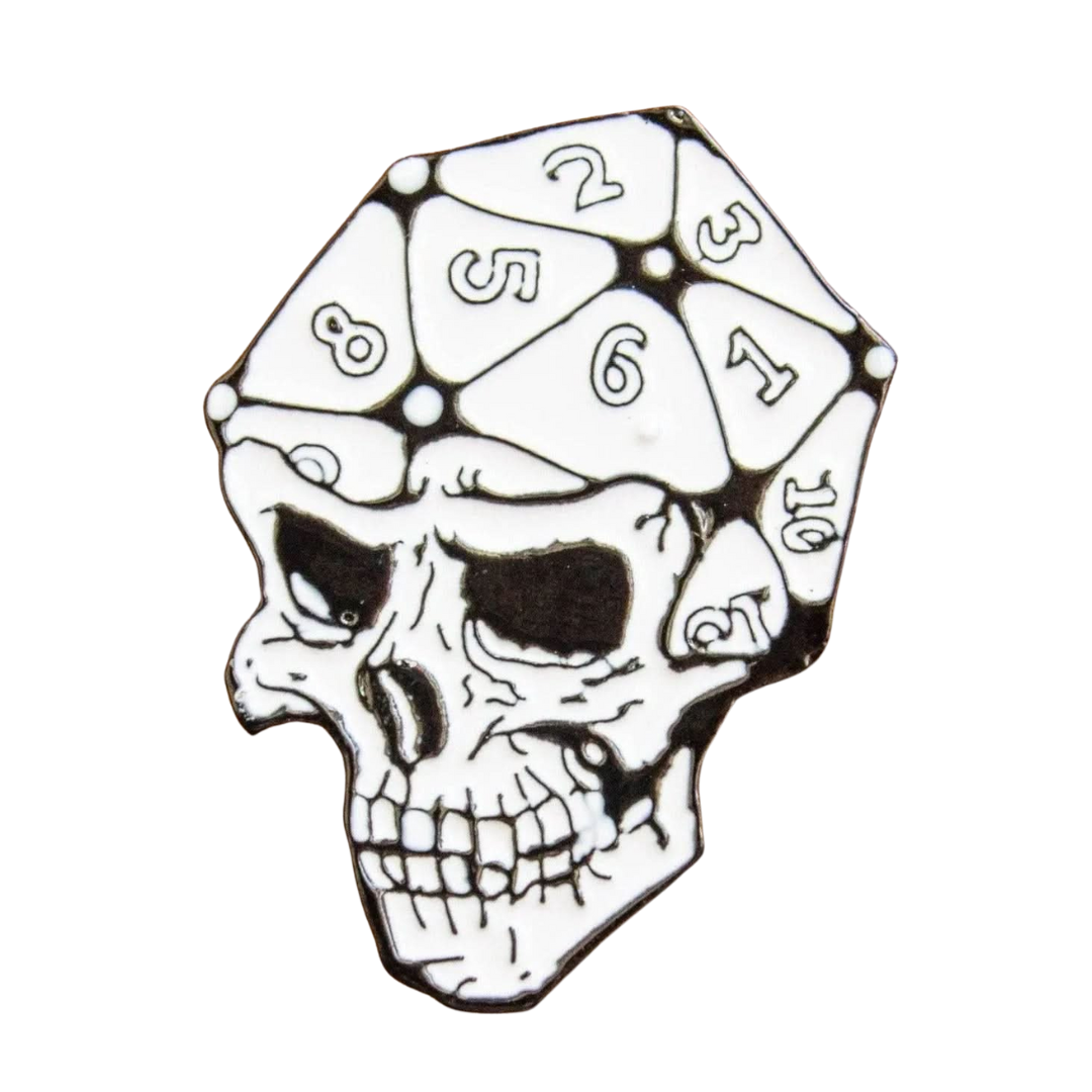 Mystery Dice Goblin – wholesale Lapel pin/button – D20 Skull Pin0