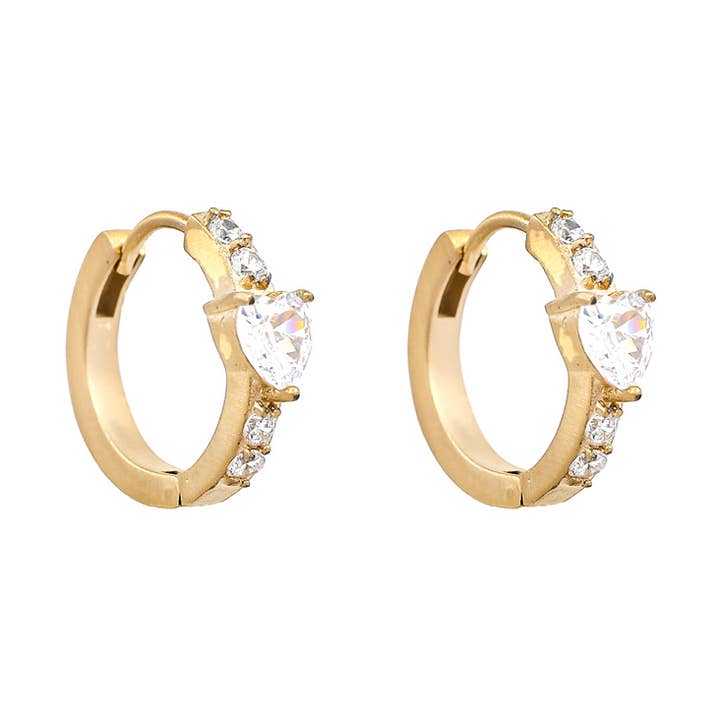 Heart hoop ørepynt - Klare sten - 4 stk for engroshandel hos Camilla Øhrling Jewelry