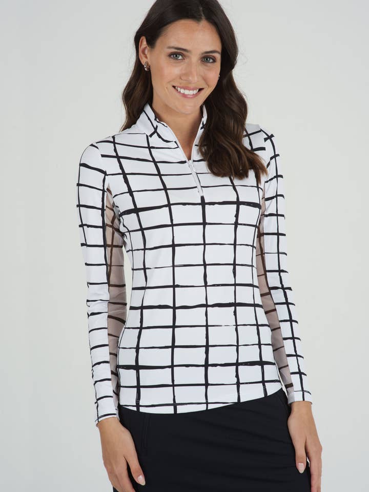 Cordova Print Long Sleeve Mock Neck Top – 10495 for wholesale by IBKÜL